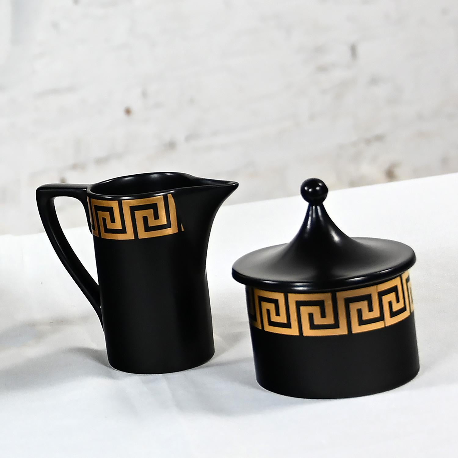 20th Century Portmeirion Pottery Greek Key Espresso Coffee Service Susan Williams Ellis Desig For Sale