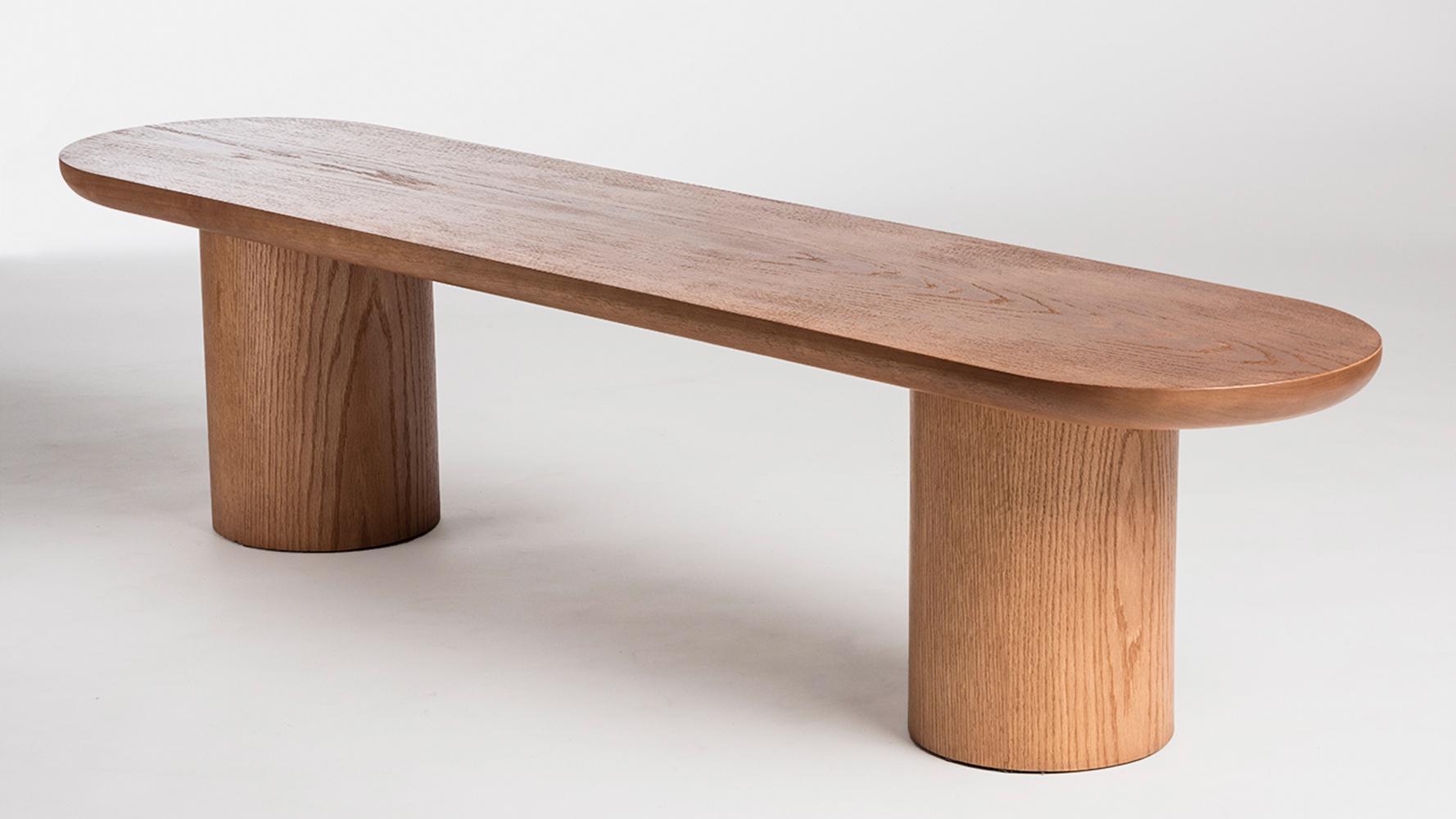 Brazilian Porto Bench, by RAIN, Contemporary Bench, Laminated Oak Wood For Sale