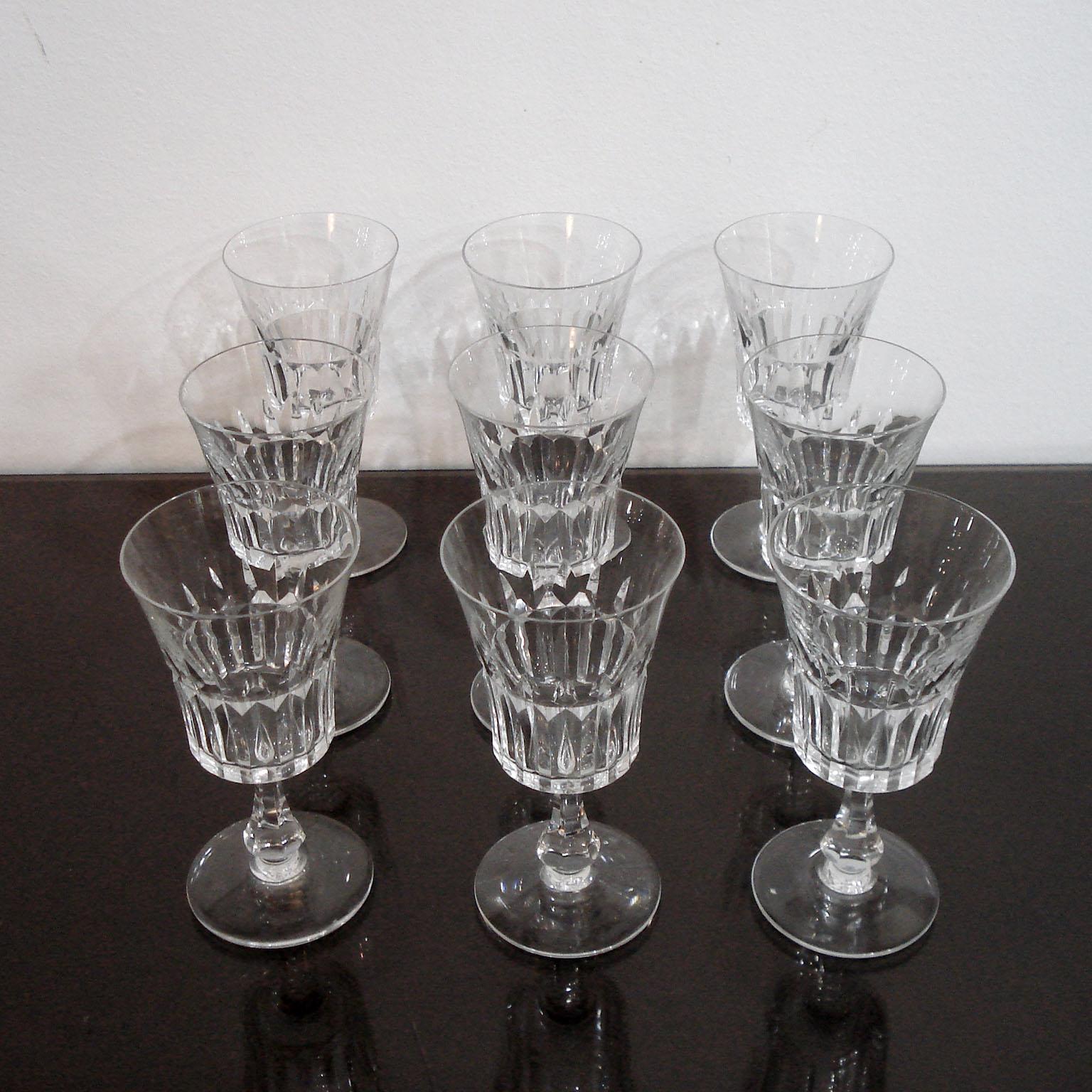 Mid-20th Century Baccarat Crystal Porto Wine Glasses Navarre, 1950s
