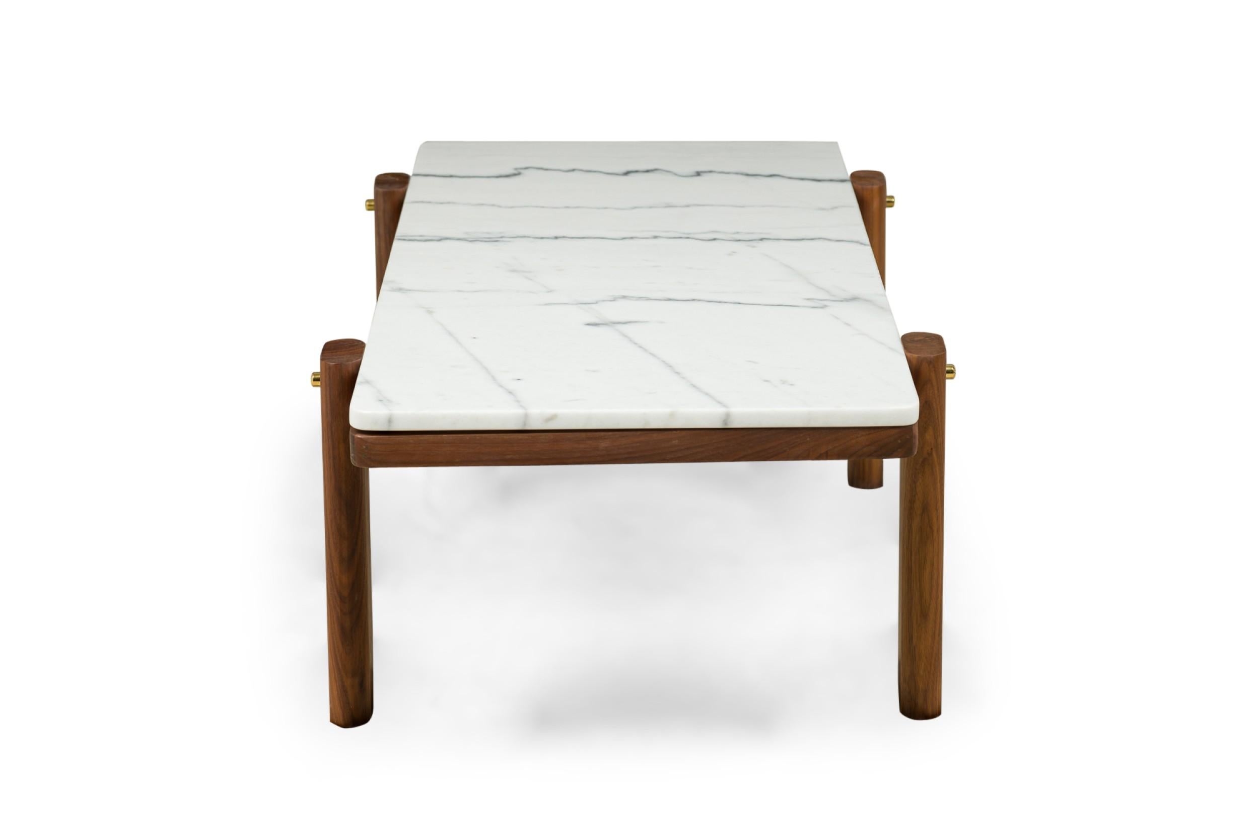 Scandinavian Modern Porto Marble & American Walnut Coffee Table by Newel Modern
