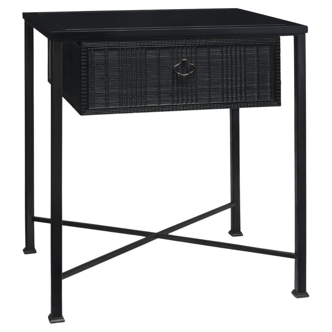 Porto Night stand with dutch style decoration drawer, metal legs For Sale