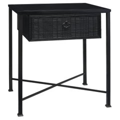 Porto Night stand with dutch style decoration drawer, metal legs