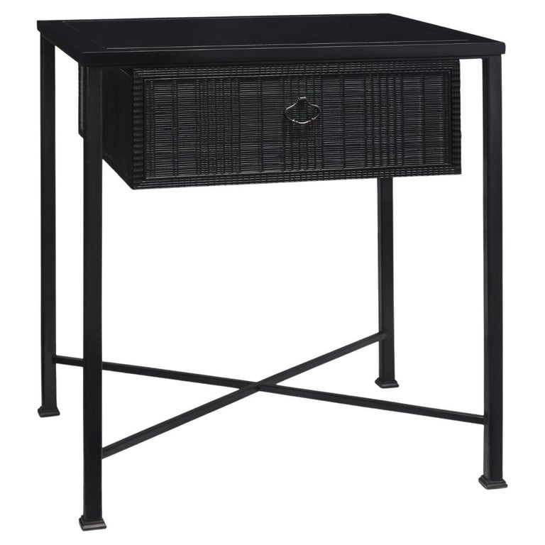 Porto Night stand with dutch style decoration drawer, metal legs For