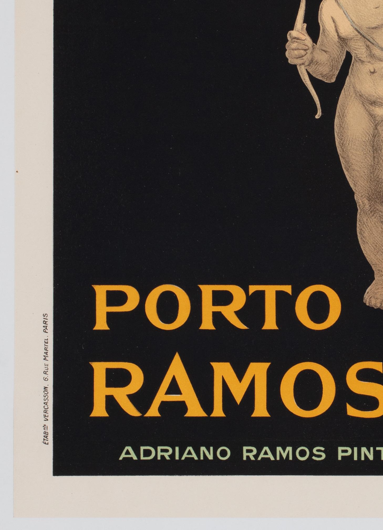 Linen Porto Ramos c1920 French Alcohol Advertising Poster, Rene Vincent For Sale