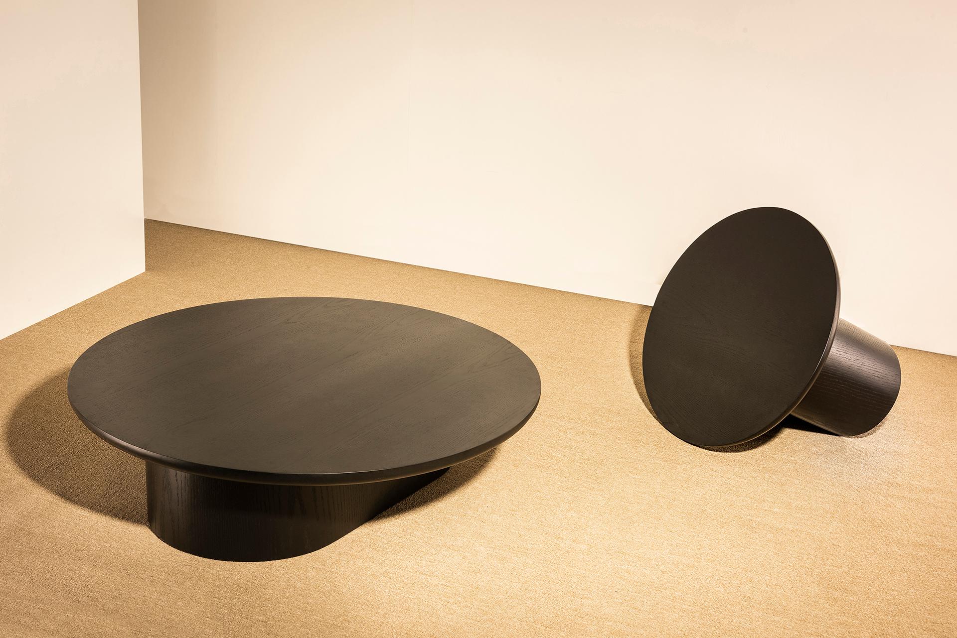 International Style Porto Set Center Table, by Rain, Contemporary Center Table, Laminated Oakwood