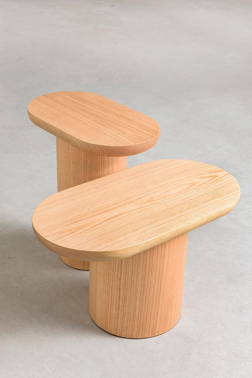 Ebonized Porto Set Side Table, by Rain, Contemporary Center Table, Laminated Oakwood For Sale