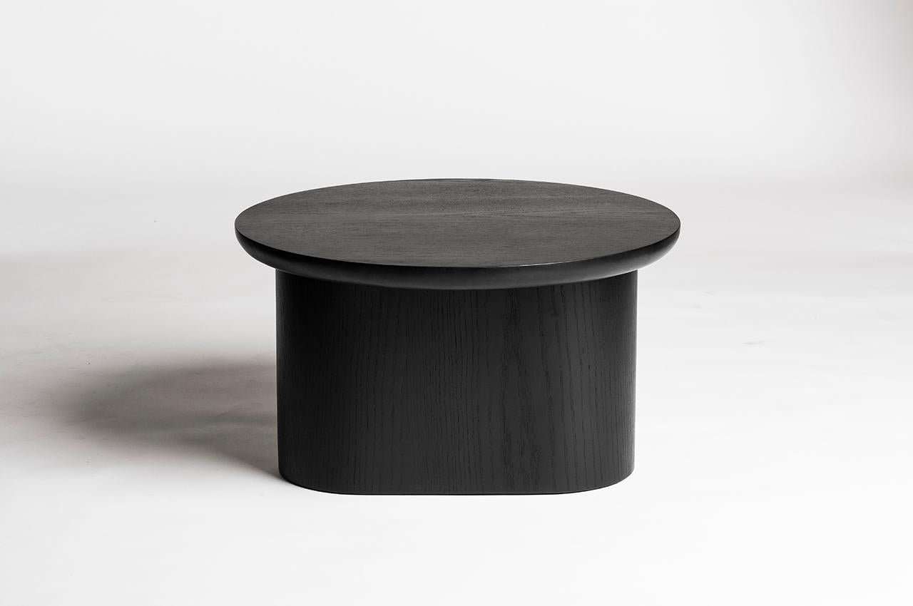 Ebonized Porto Set Side Table, by Rain, Contemporary Center Table, Laminated Oakwood For Sale