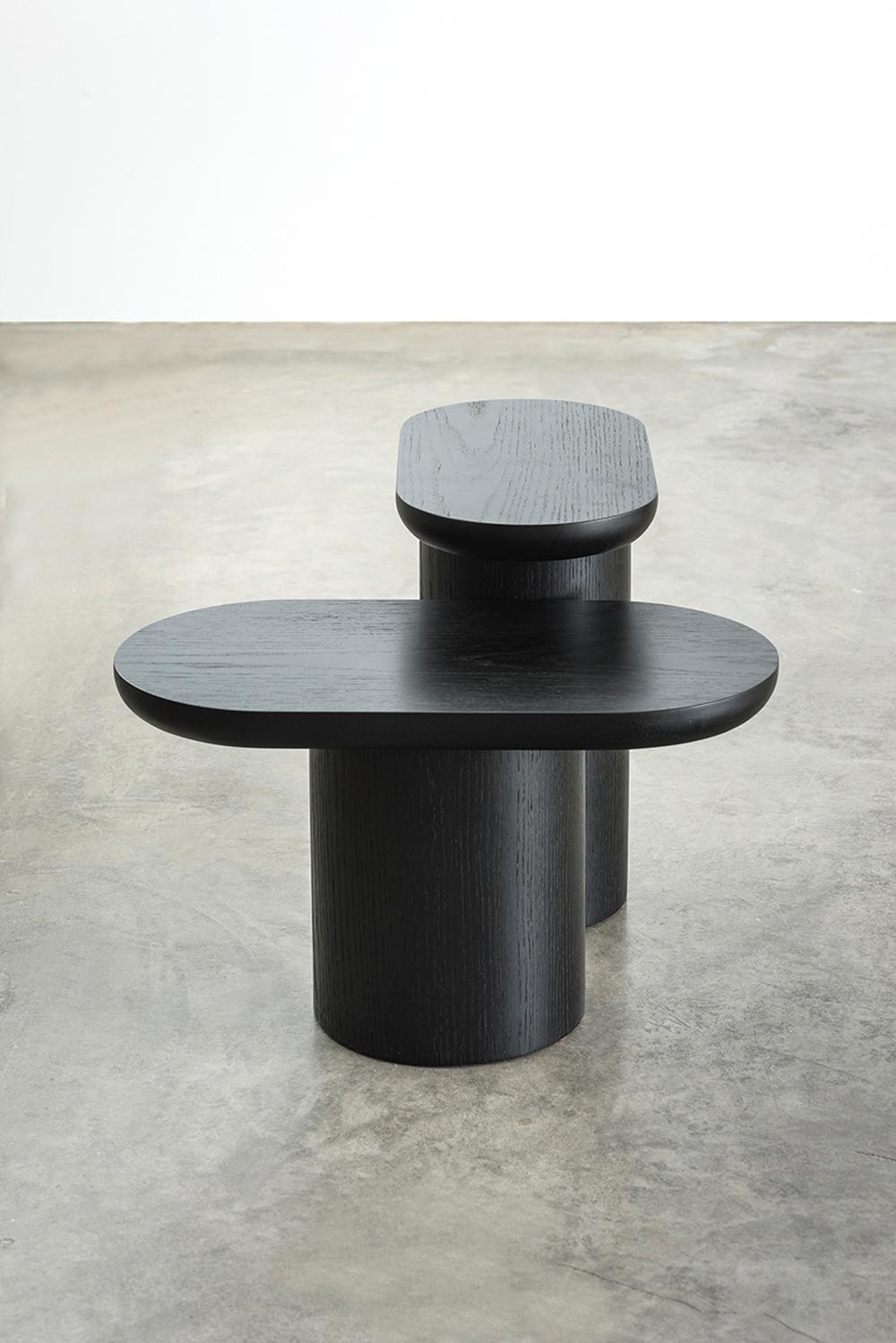 International Style Porto Side Table, High, by Rain, Contemporary Side Table, Ebonized Oak For Sale