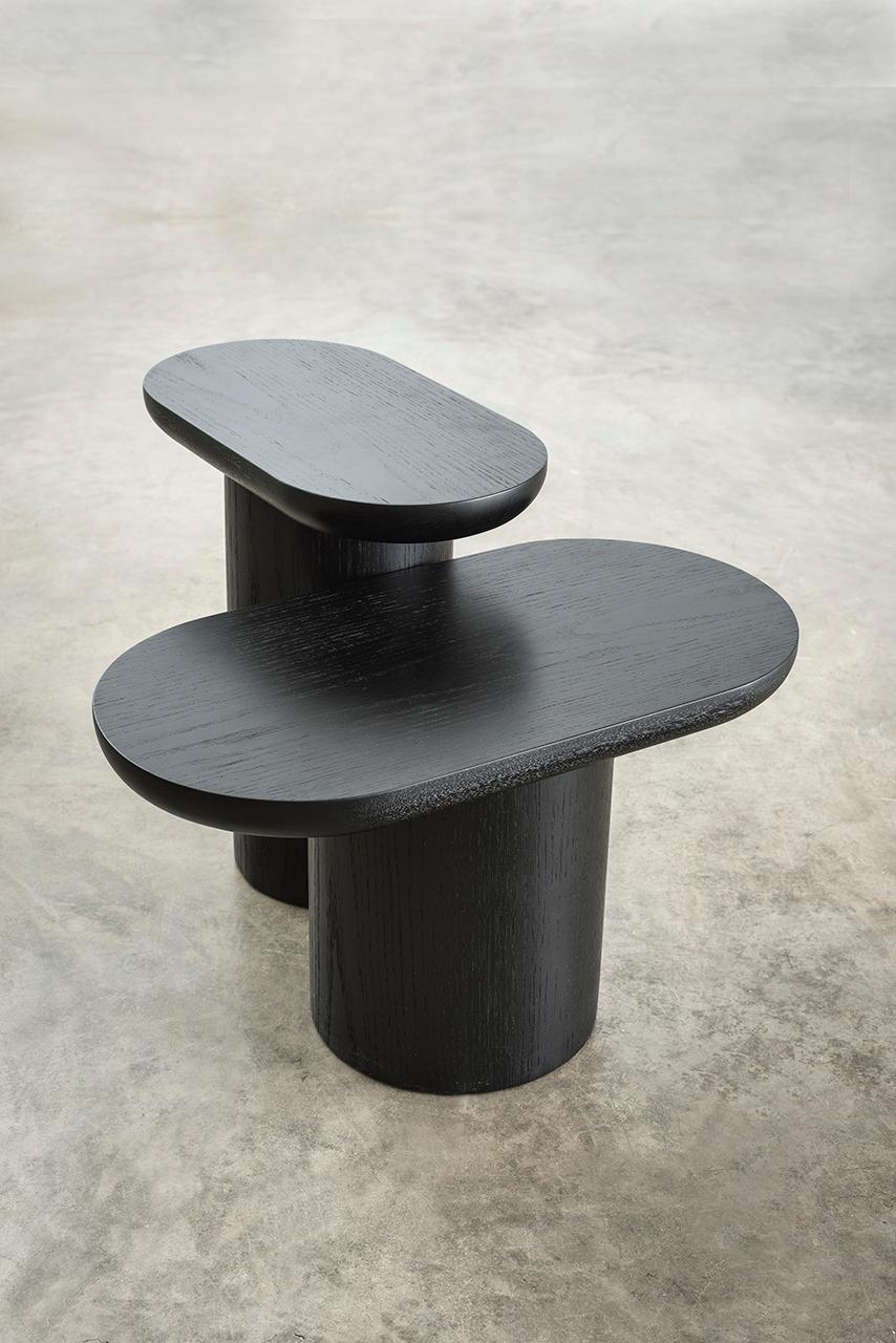 Brazilian Porto Side Table, High, by Rain, Contemporary Side Table, Ebonized Oak For Sale