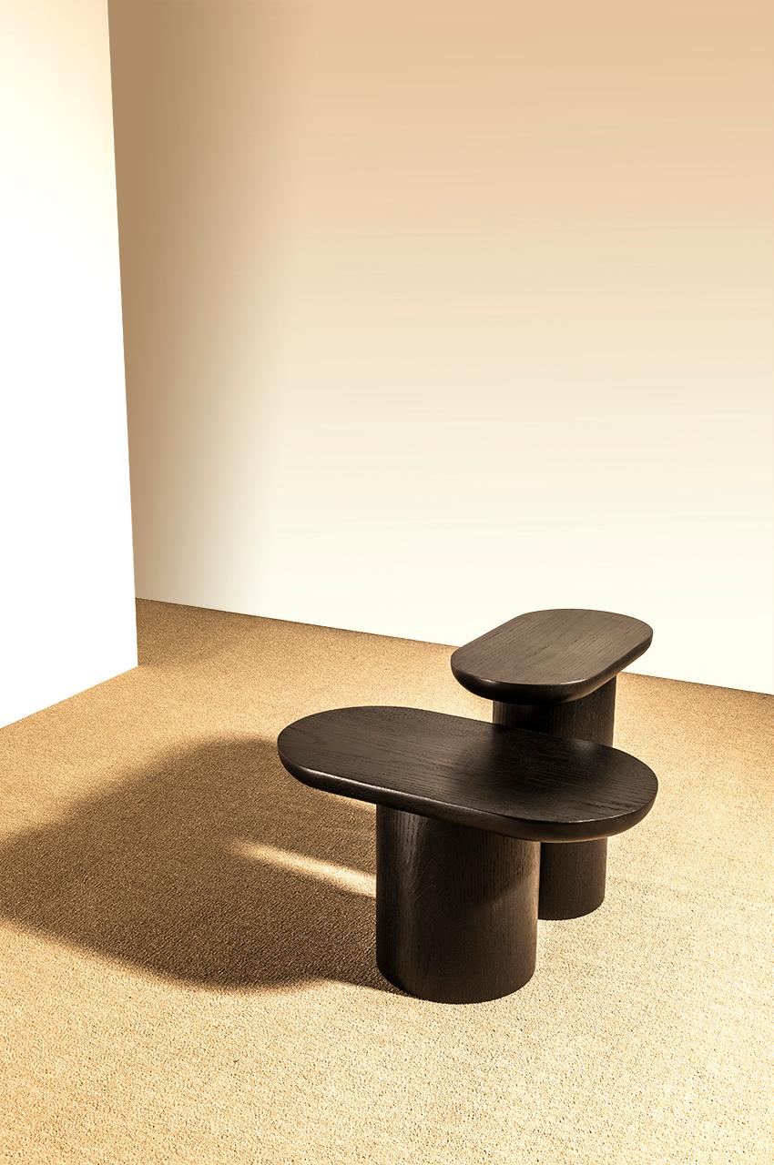 Ébénisé Porto Side Table, High, by Rain, Contemporary Side Table, Ebonized Oak en vente