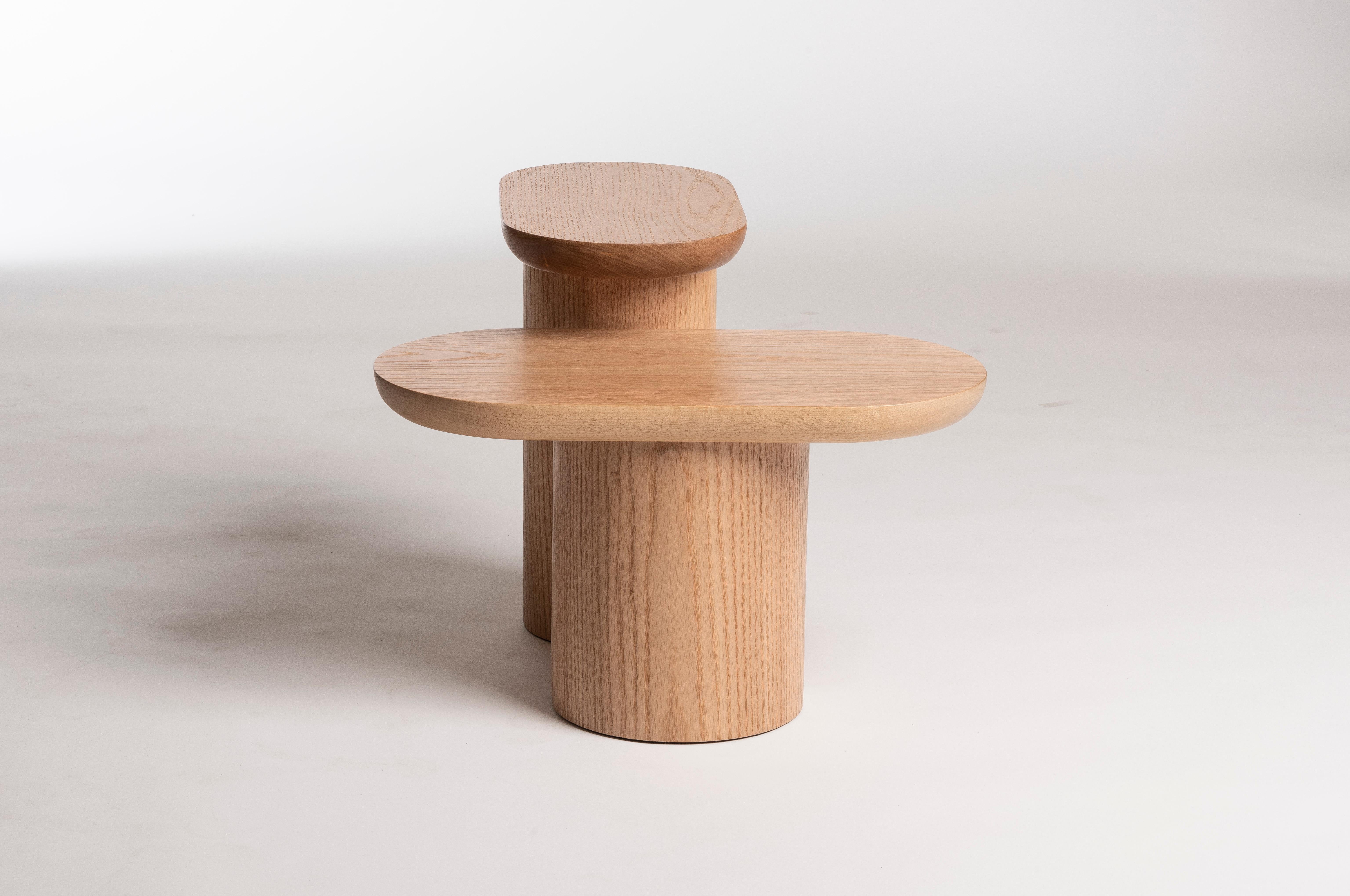 Brésilien Porto Side Table, Low, by Rain, Contemporary Side Table, Laminated Oak Wood en vente