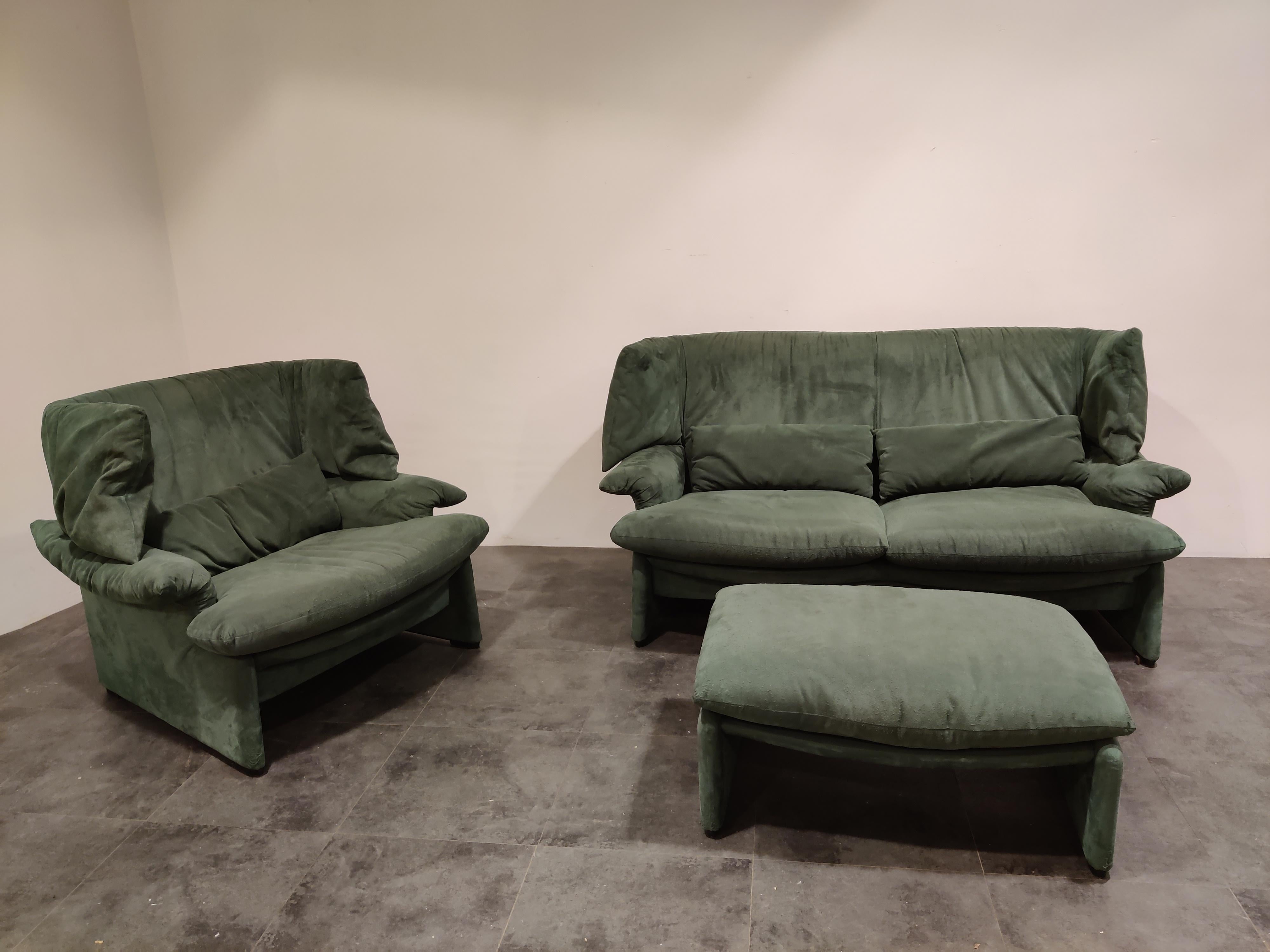 Mid-Century Modern Porto Venere Sofa Set by Vico Magistretti for Cassina, 1980s