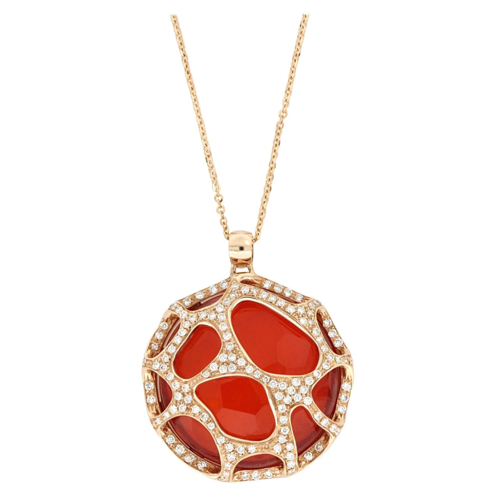 18 Kt Rose Gold Portofino Big Necklace With Diamonds For Sale