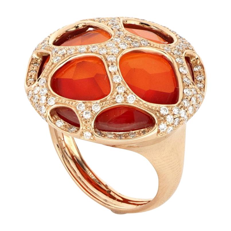 18 Kt Rose Gold Portofino Big Ring with Diamonds