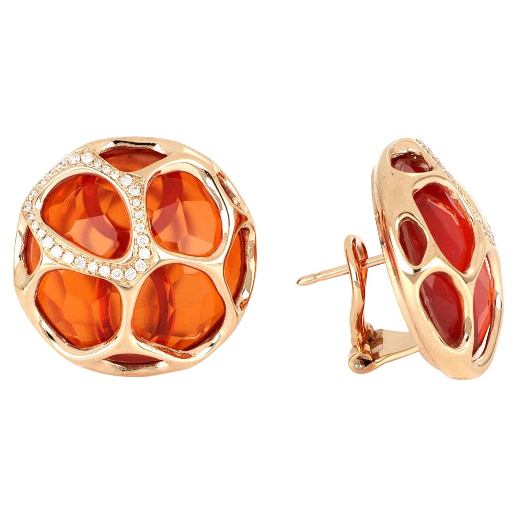 Boucles d'oreilles Portofino en or rose 18 carats avec diamants en vente