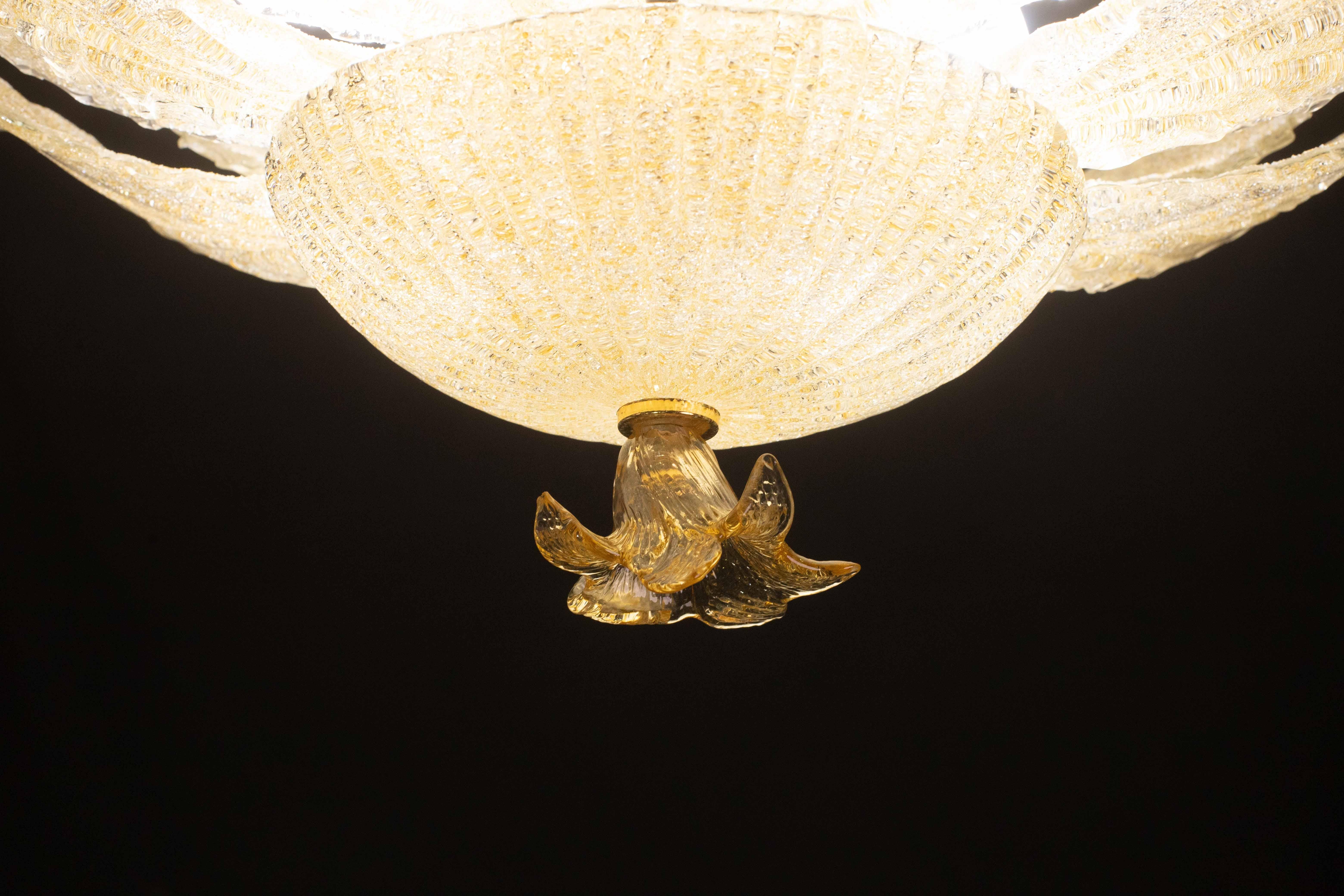 Portofino, Murano Glass Gold Flush Mount, 1970s For Sale 6