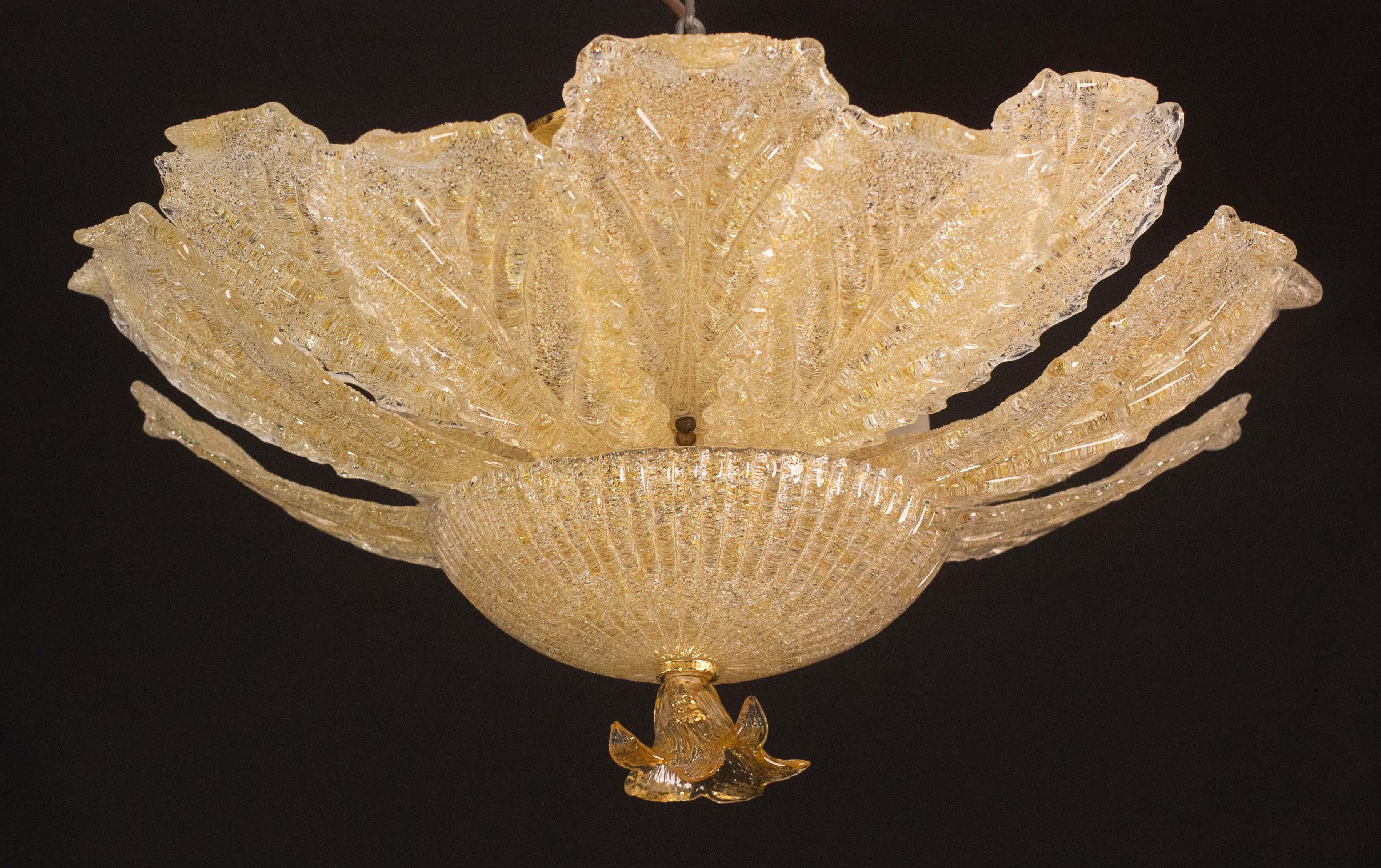 Portofino, Murano Glass Gold Flush Mount, 1970s For Sale 7