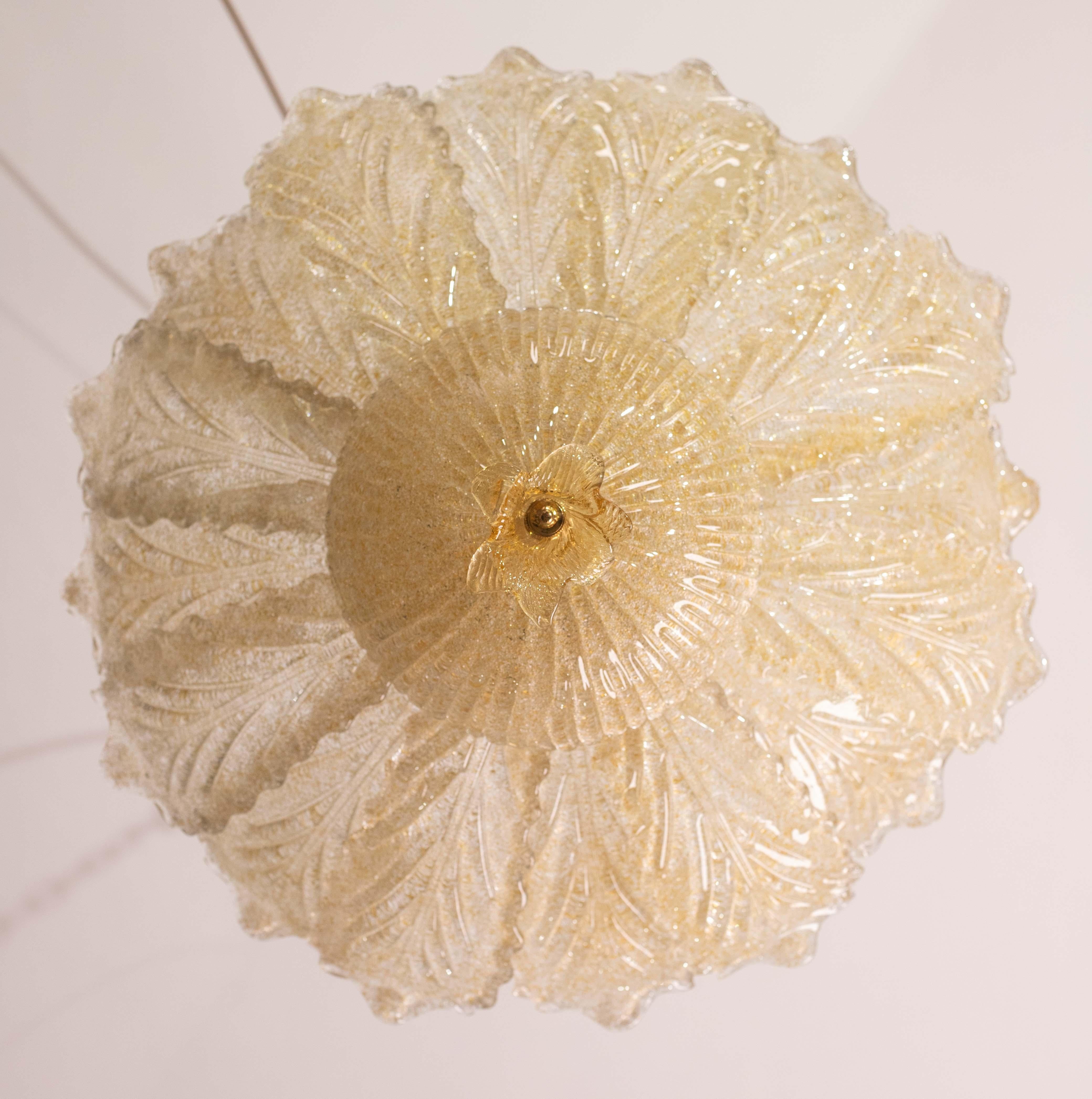 Portofino, Murano Glass Gold Flush Mount, 1970s For Sale 8