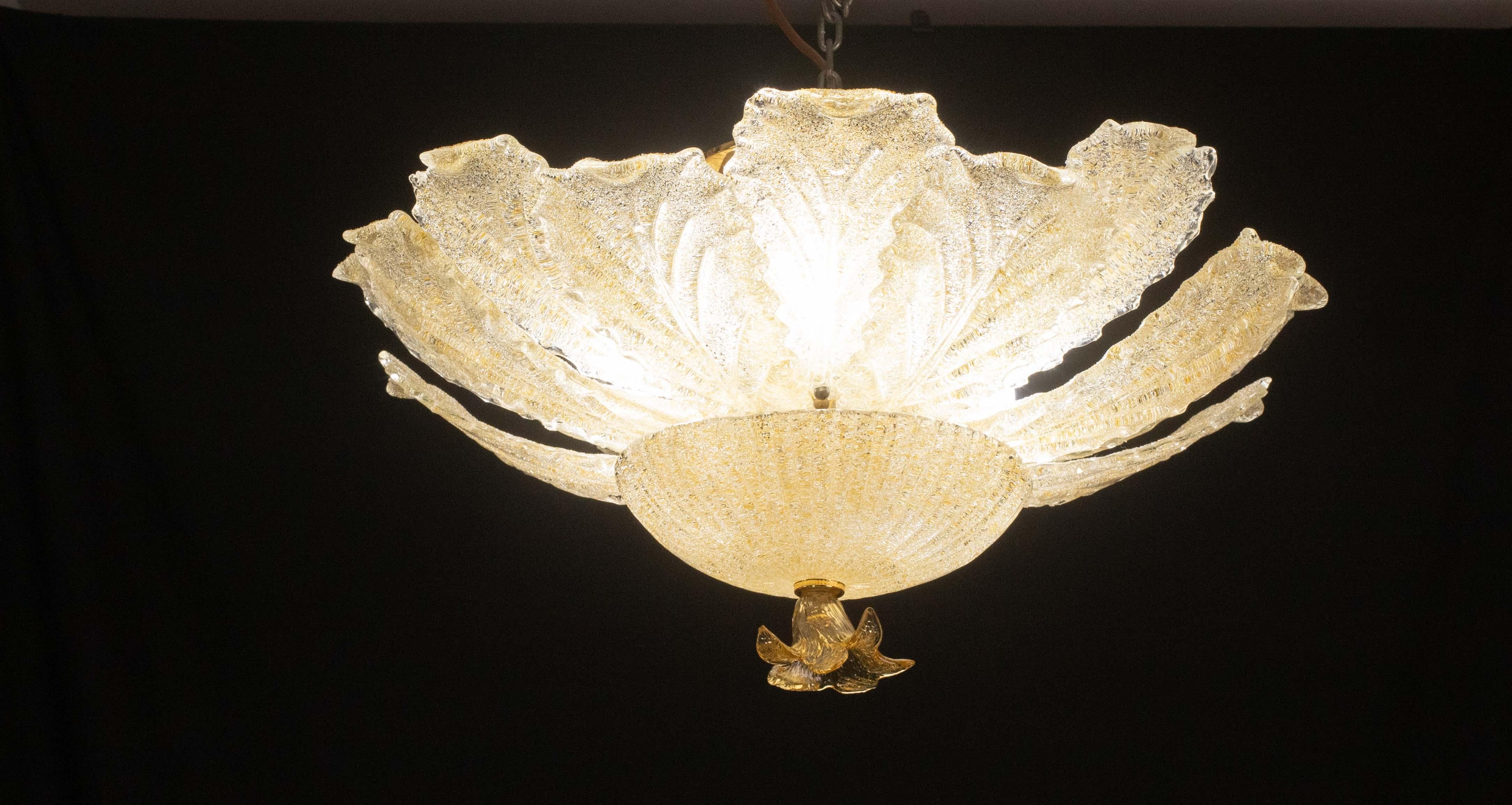 Portofino, Murano Glass Gold Flush Mount, 1970s In Good Condition For Sale In Roma, IT