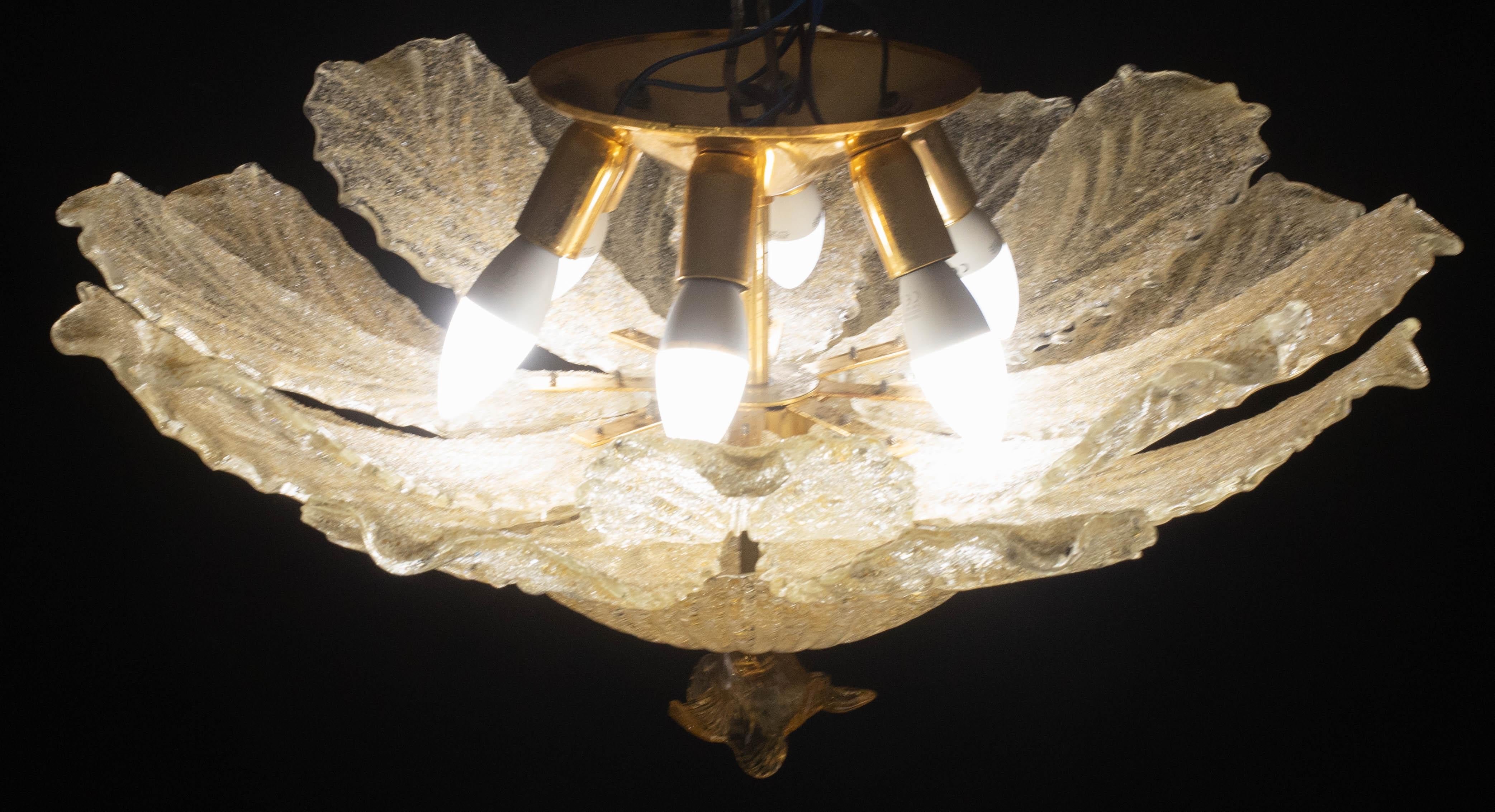 Late 20th Century Portofino, Murano Glass Gold Flush Mount, 1970s For Sale