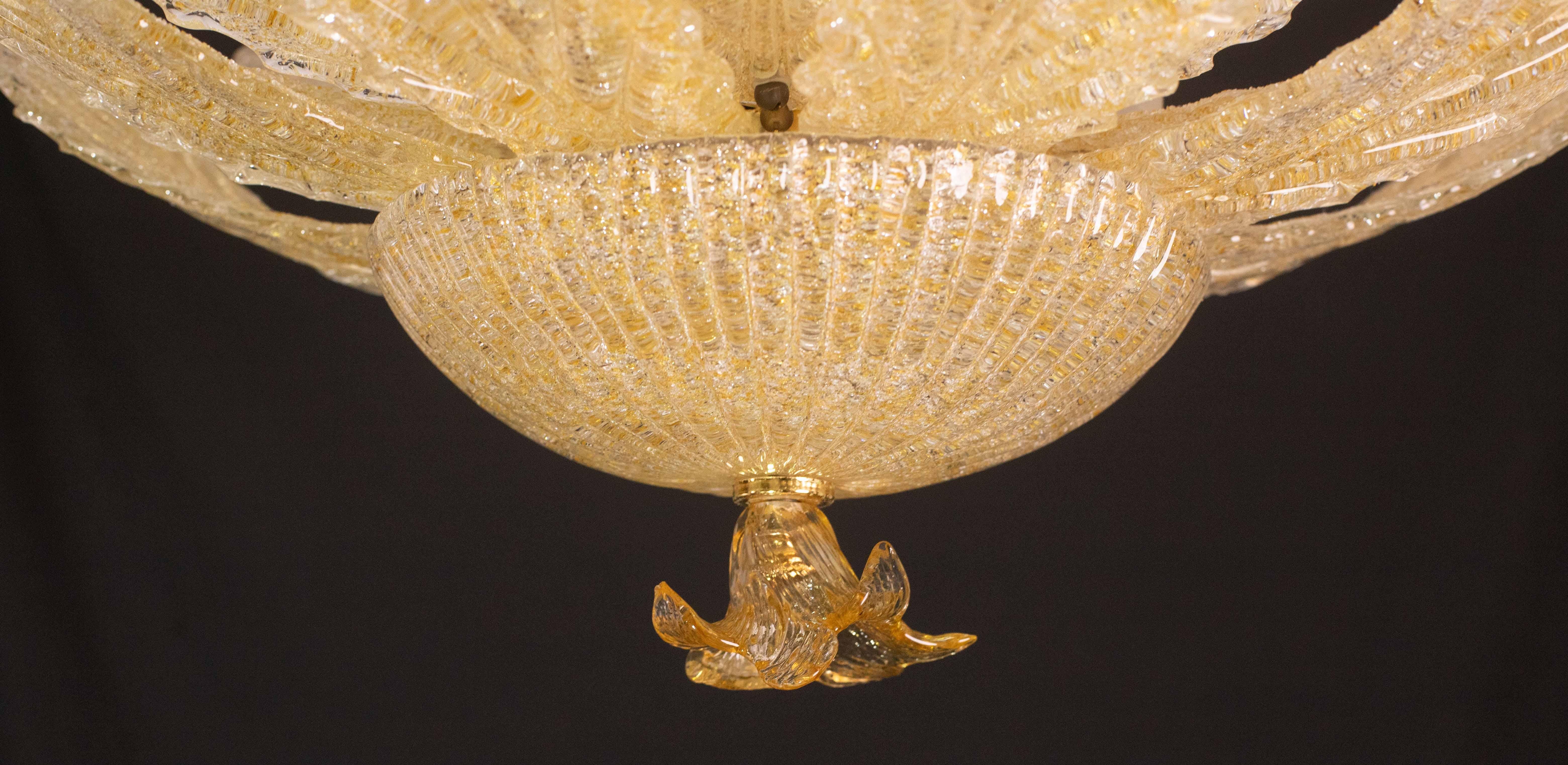 Portofino, Murano Glass Gold Flush Mount, 1970s For Sale 4