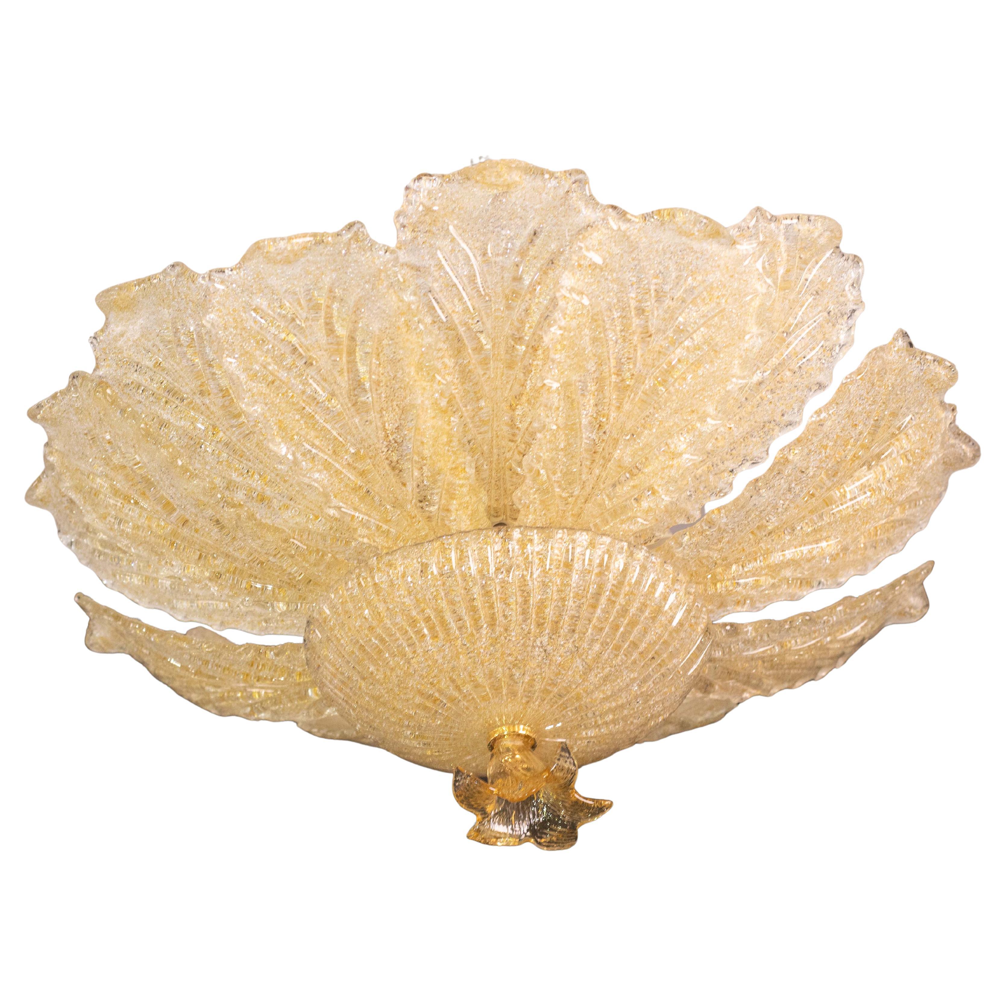 Portofino, Murano Glass Gold Flush Mount, 1970s