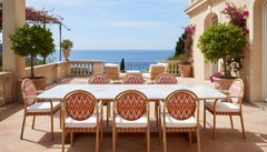 Portofino Outdoor Dining Chair in Iroko Wood with Patterned Back