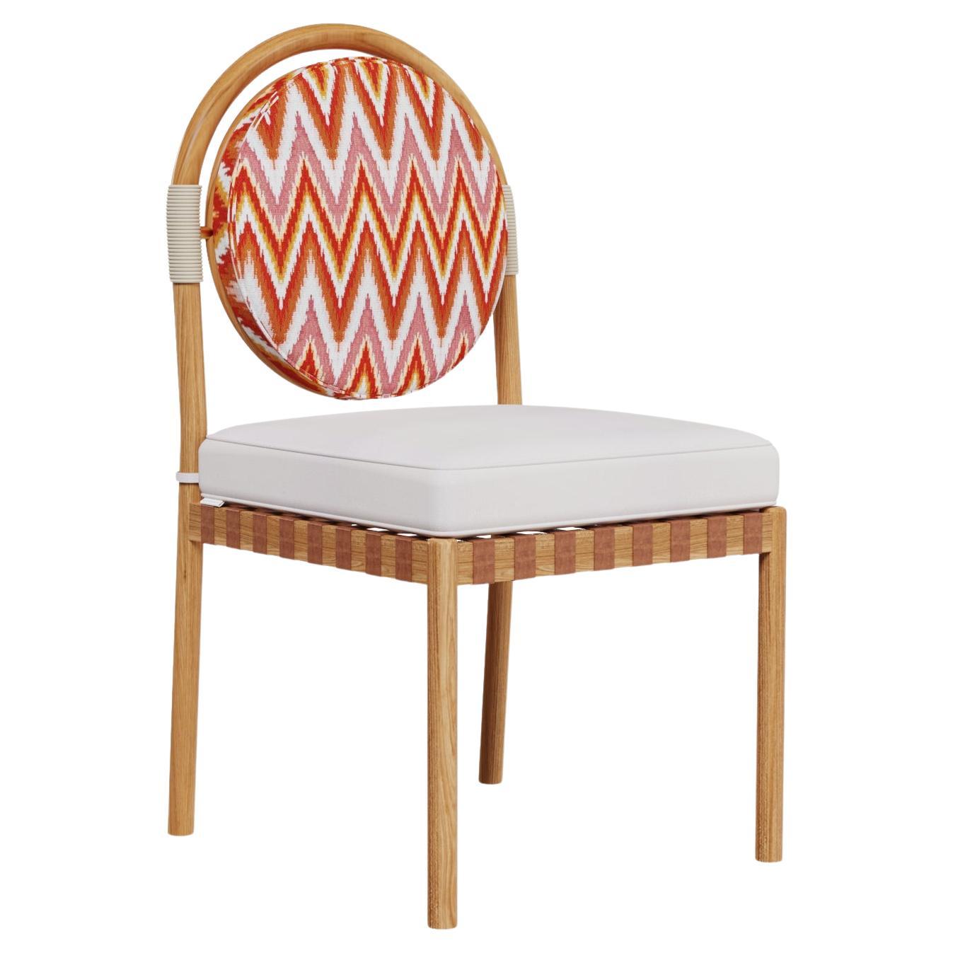 Portofino Outdoor Dining Chair in Iroko Wood with Patterned Back