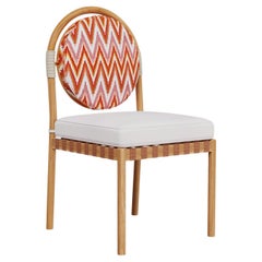 Portofino Outdoor Dining Chair in Iroko Wood with Patterned Back