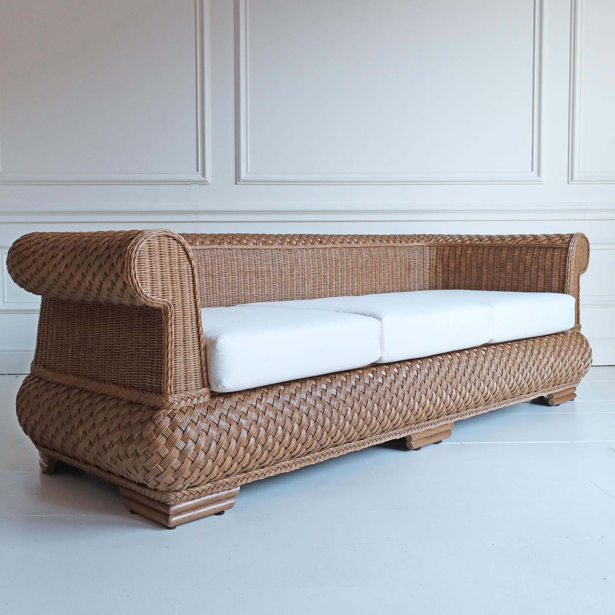 British Portofino Rattan Two Seater Sofa For Sale