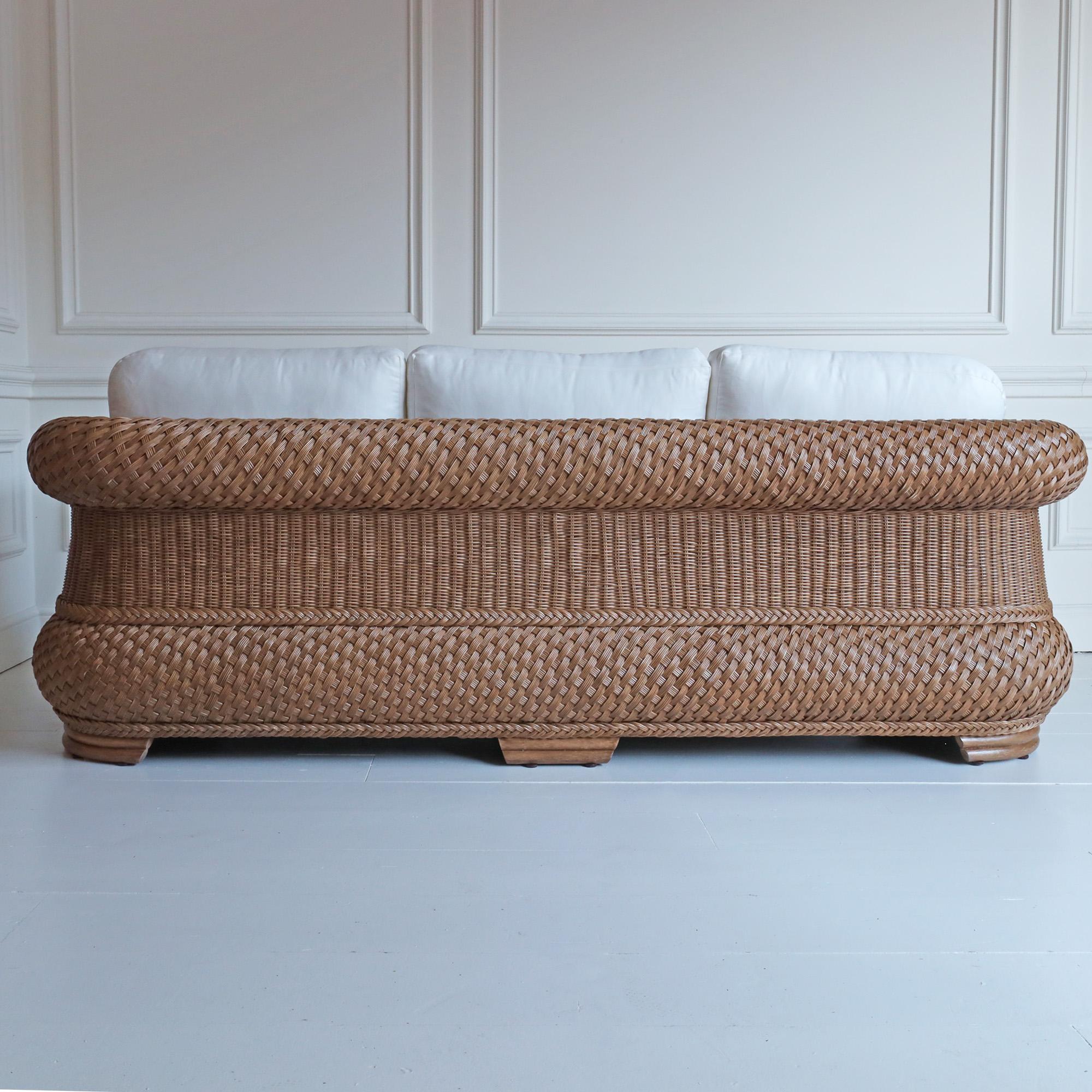 Contemporary Portofino Rattan Two Seater Sofa For Sale