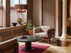 Fauteuil « Portola » de Lawson-Fenning, en noyer massif et laine verte, fauteuil moderne