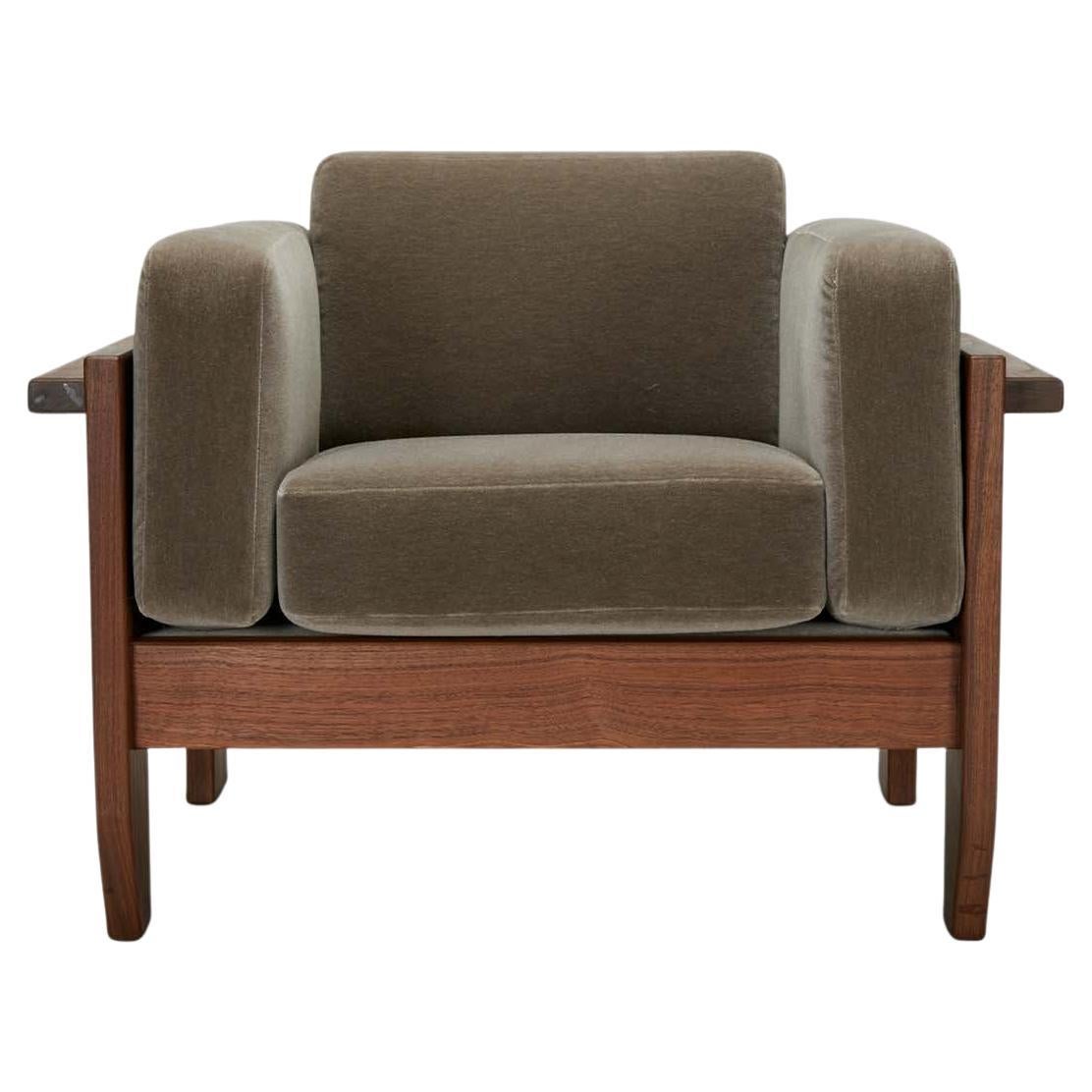 Thin Frame Lounge Chair in Diamond Tufted Charcoal Leather by LawsonFenning For Sale at 1stDibs