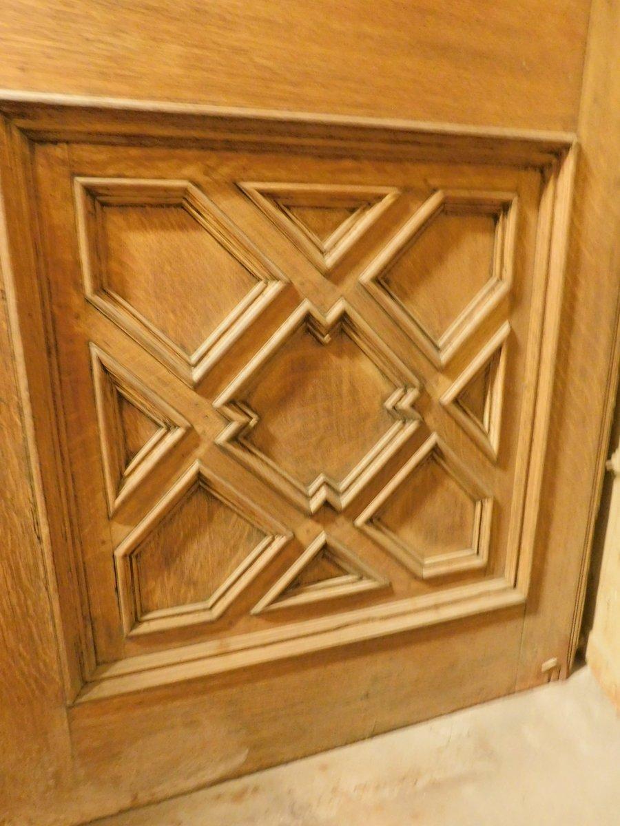 Wood Single-leaf, carved-panel oak entry door For Sale