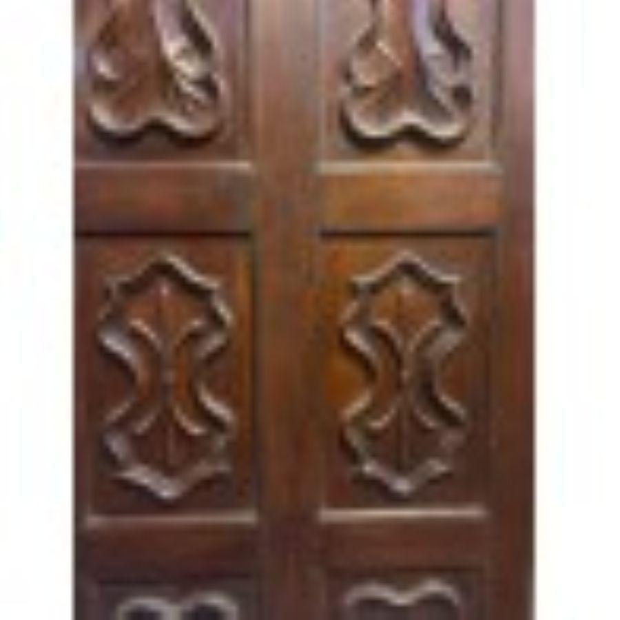 Italian Walnut entry door, single-leaf main door with carved panels For Sale