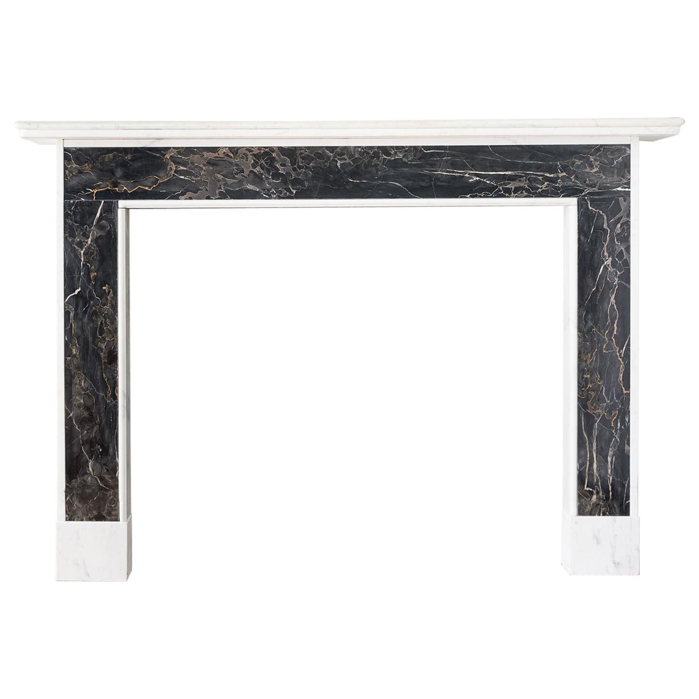 Portoro and Carrara Marble Fireplace