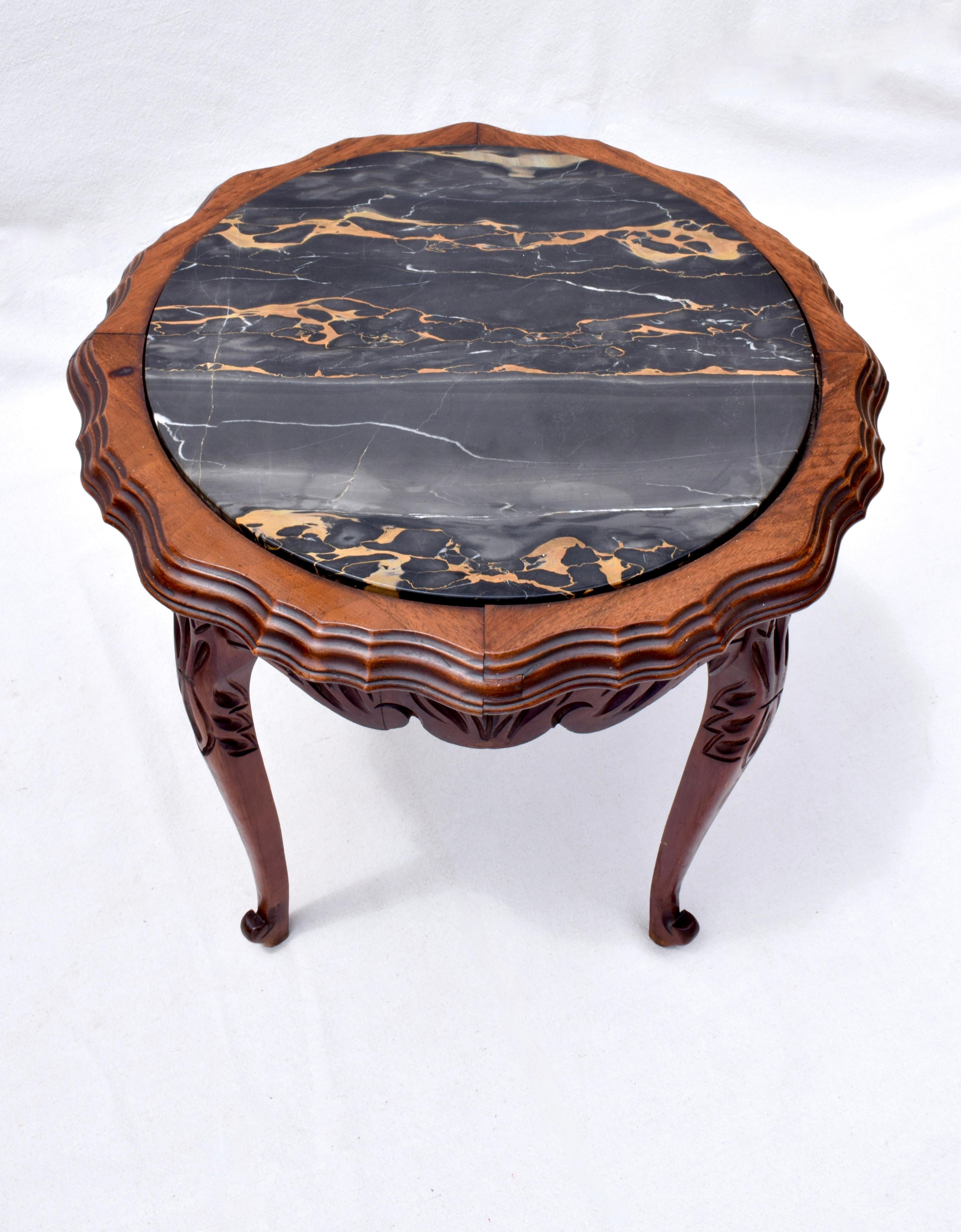french noir marble top side table