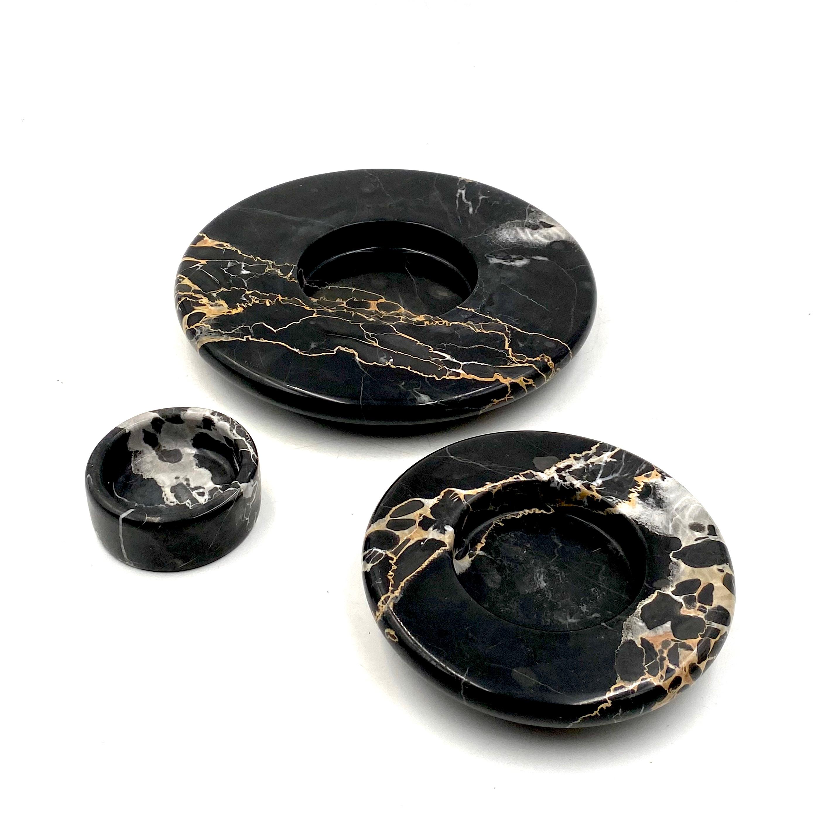 Portoro black marble centerpiece / vide poche, Casigliani Italy, 1970s For Sale 7