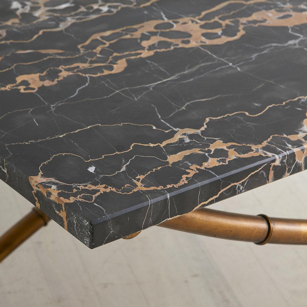 Portoro Black Marble Coffee Table with Gold Bamboo Base 1