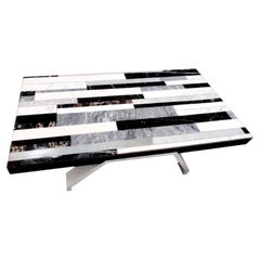 Portoro & Carrara Marble Coffee Table Modern Design Marquetry Handcrafted Stock