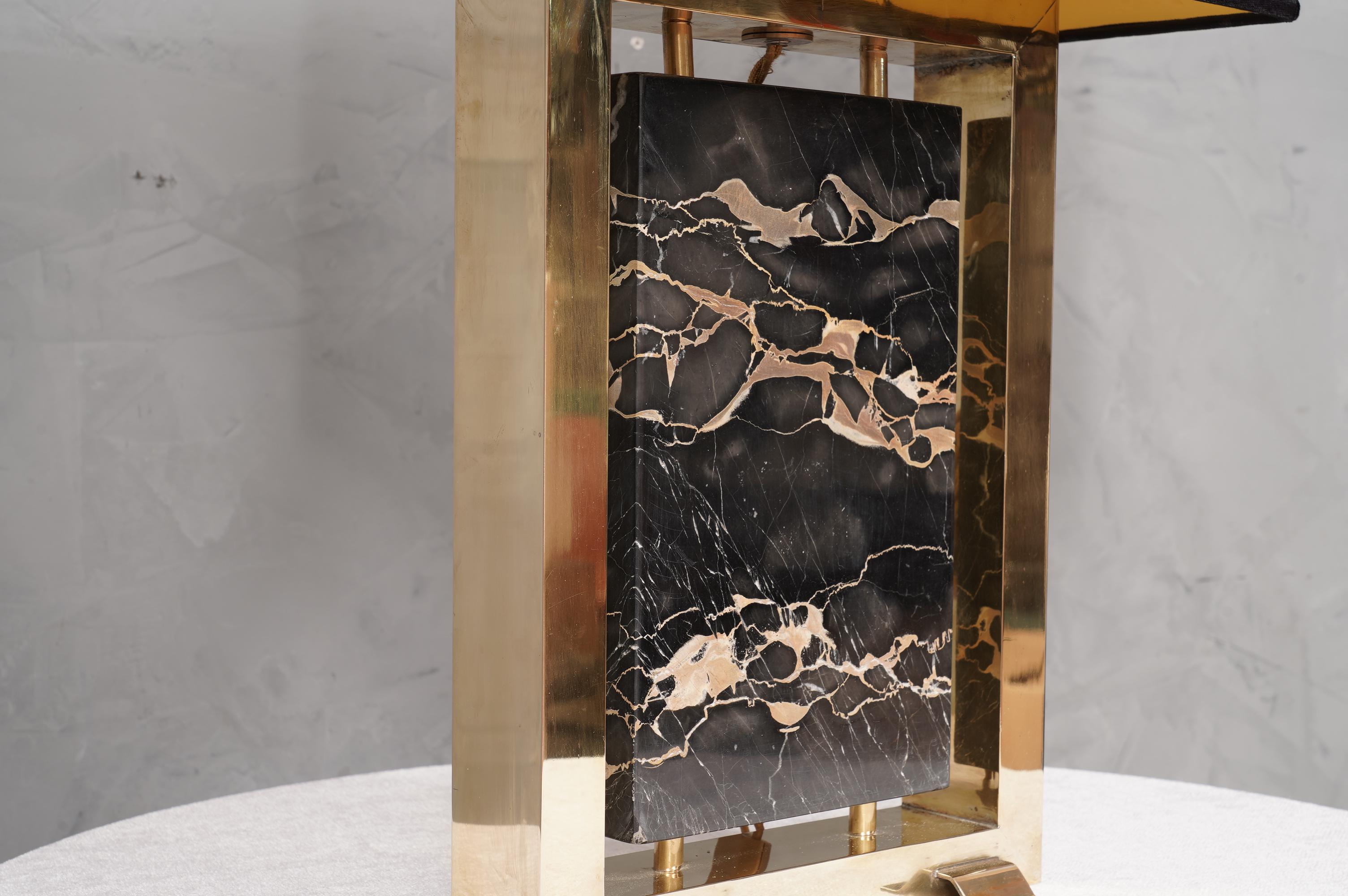 Portoro Marble and Brass Table Lamp, 2000 For Sale 3