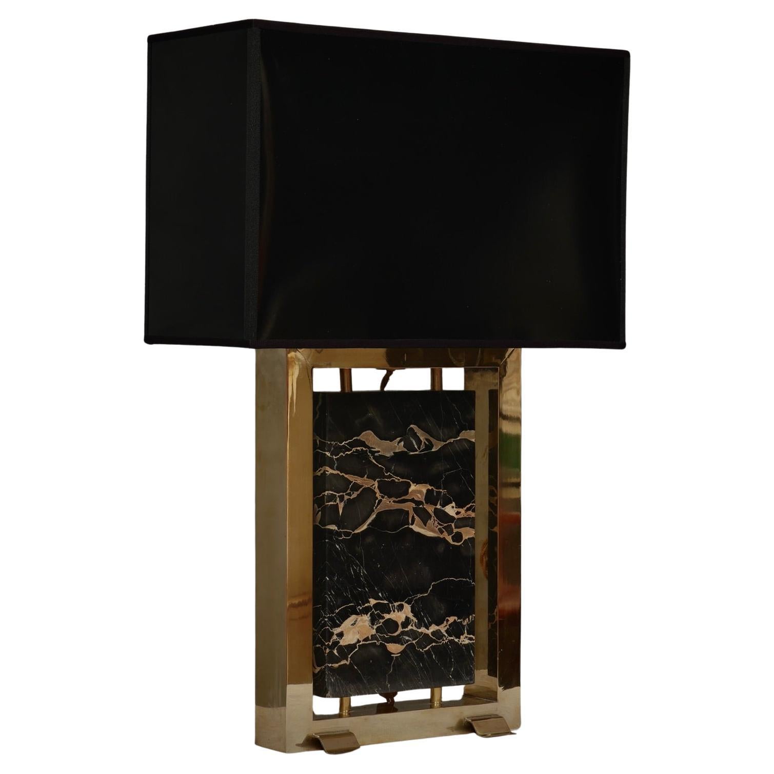 Portoro Marble and Brass Table Lamp, 2000