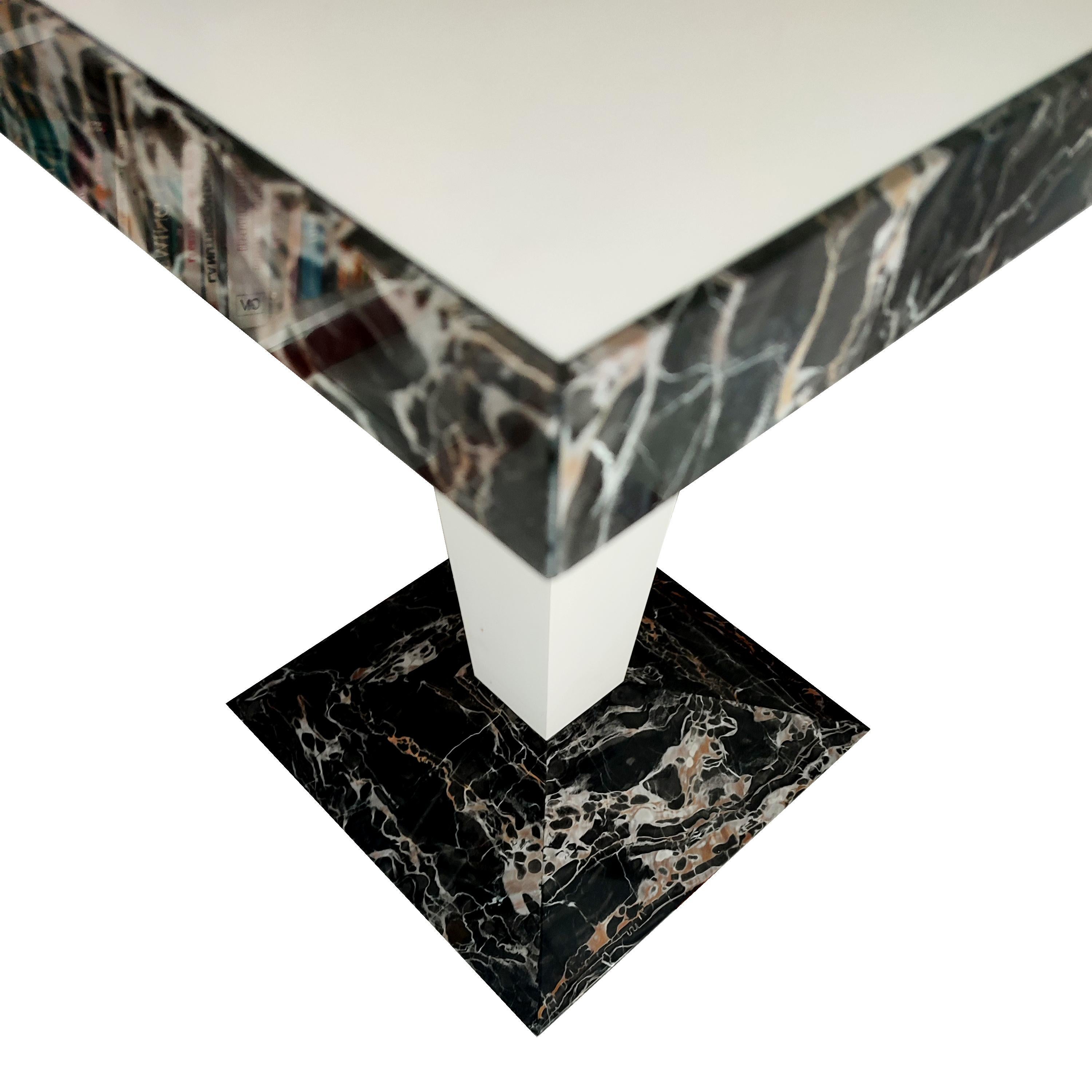 Post-Modern Portoro Marble Design Table & White Krion by Joaquín Moll Meddel Spain in Stock For Sale