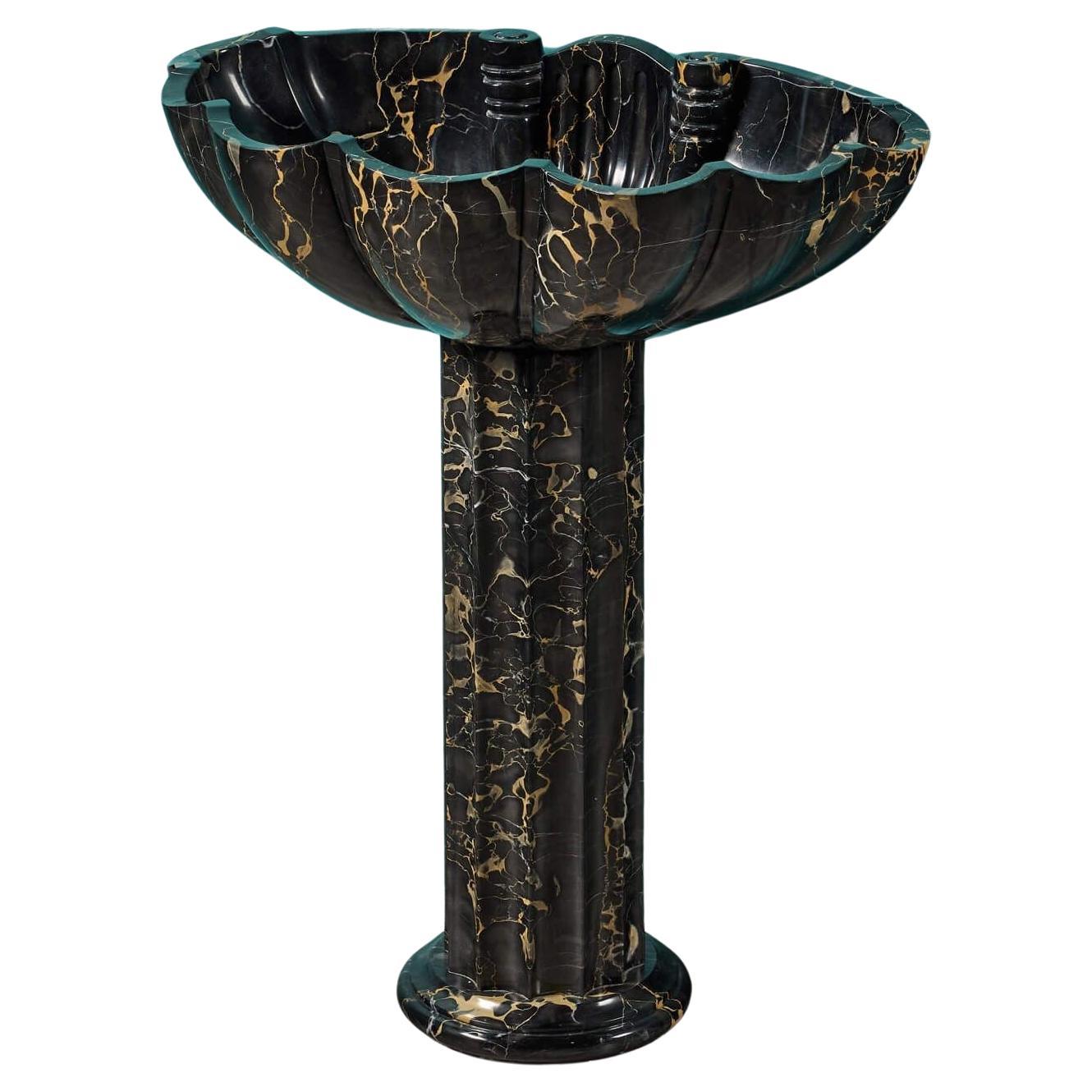 Portoro Marble Shell Pedestal Basin