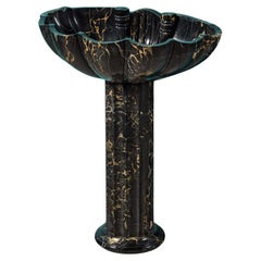 Retro Portoro Marble Shell Pedestal Basin