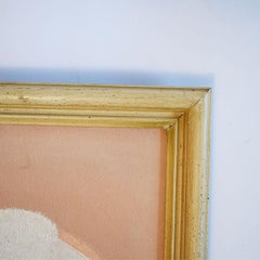 Portrait Animal Painting of a White Dog on a Pink Background, Outsider Art