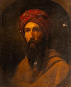 Portrait, Arab man. Oil on canvas. 19th century.