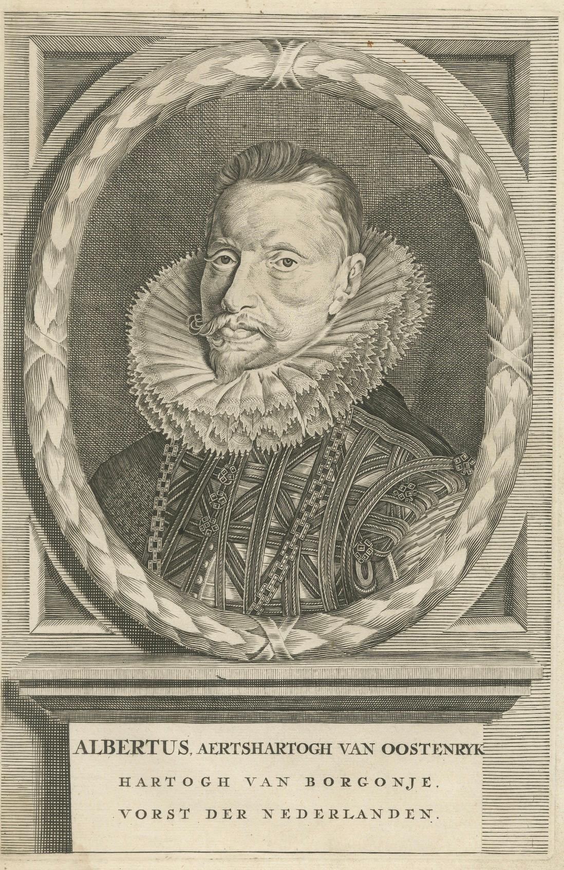 Papier Portrait de l'archiduc Albert d'Autriche - Gravure du gouverneur des Habsbourg, vers 1750 en vente