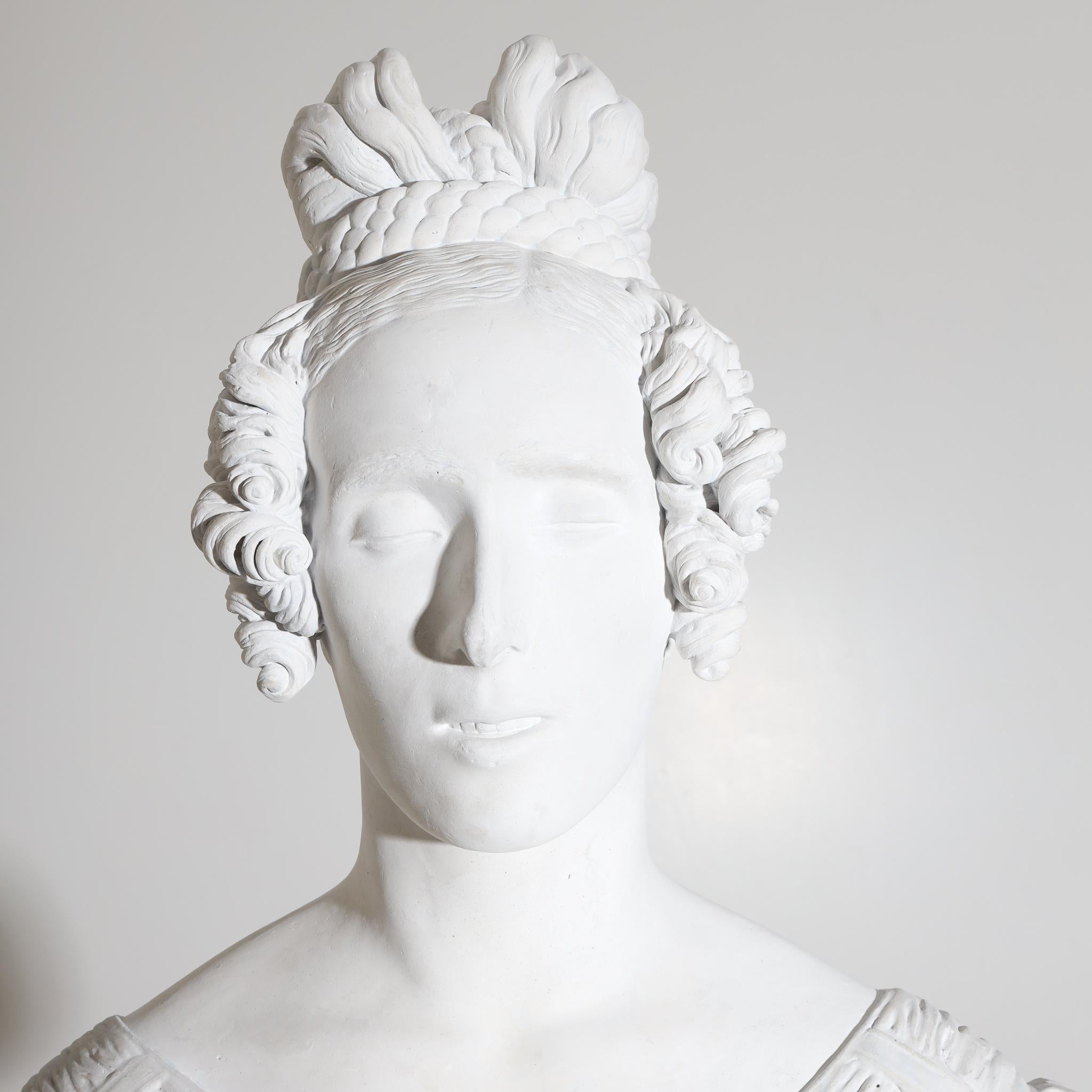 Portrait Bust of a Lady, Dated 1837 For Sale 4