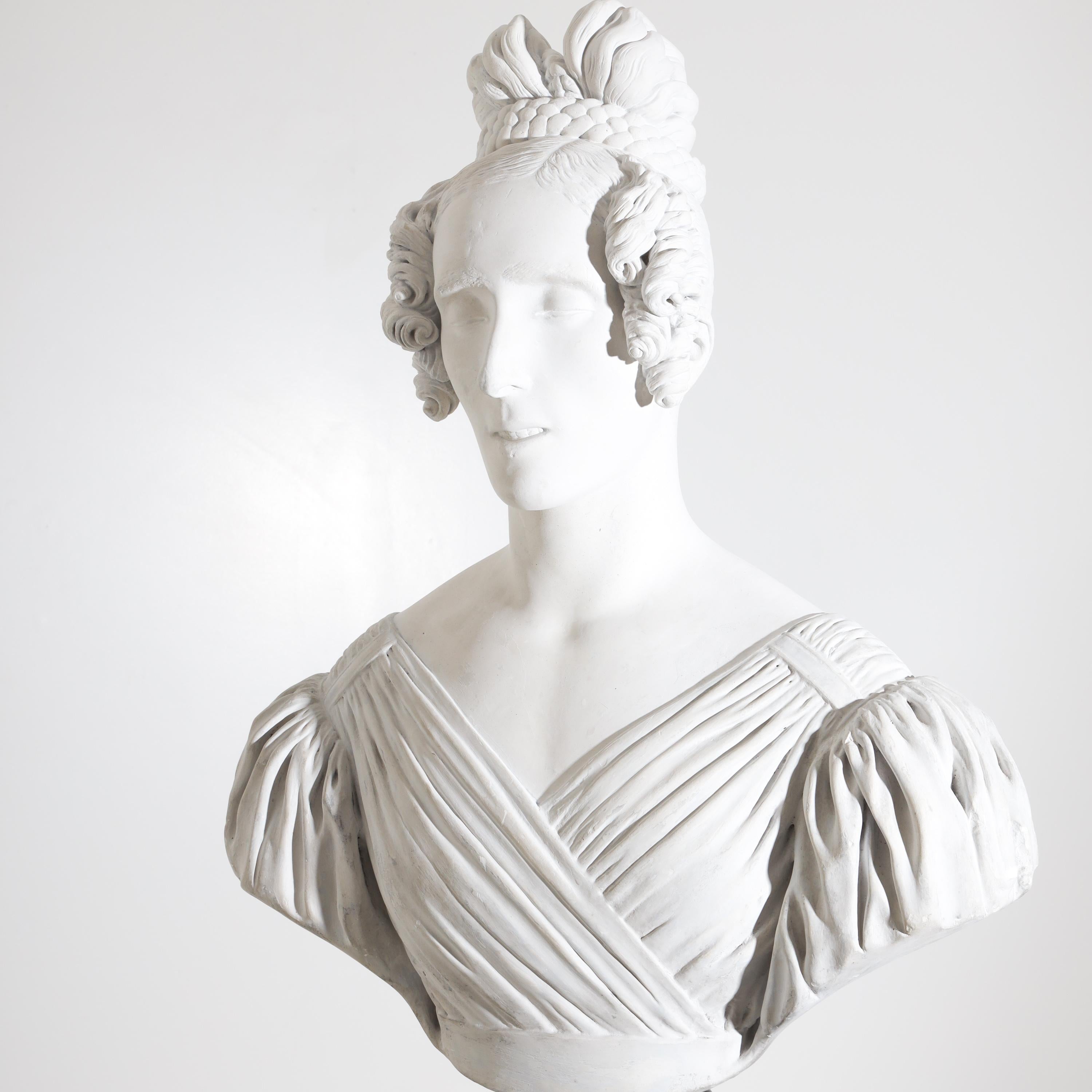 Portrait Bust of a Lady, Dated 1837 For Sale 2